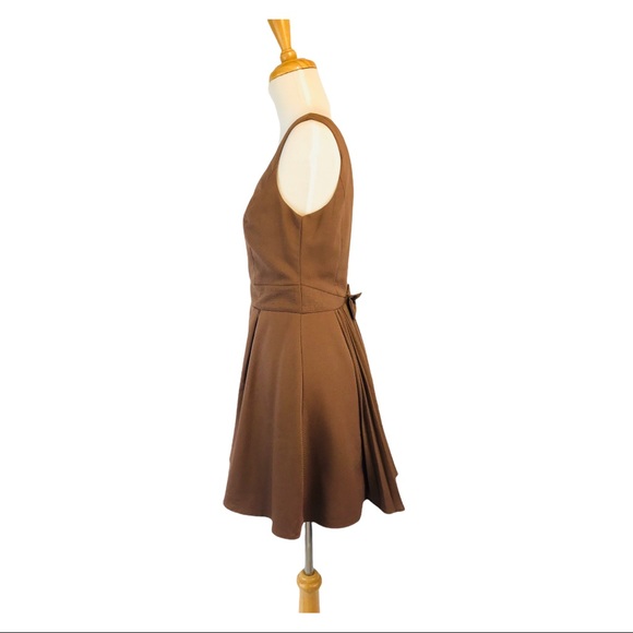 Double Zero Womens A Line Dress Open Pleated Back Bow Brown Size Small - Picture 8 of 13
